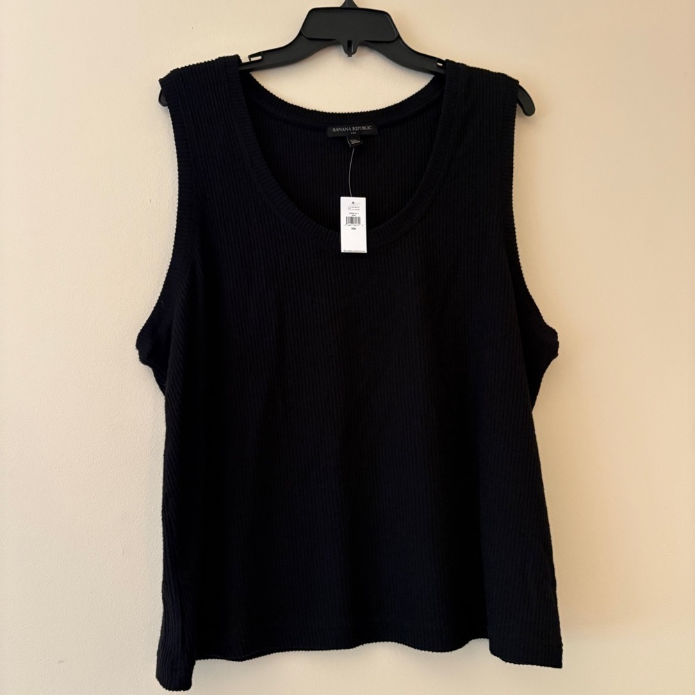 Banana Republic Women’s Black Ribbed Tank Top Sleeveless Scoop Neck XXL NWT